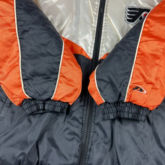 VTG Pro Player Philadelphia Flyer Jacket Adult Extra Large Black Full Zip Puffer - Picture 4 of 16